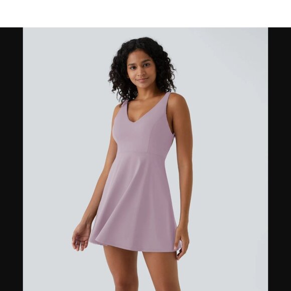 Crisscross Backless Flare Mini Slip Dance Active Dress - Picture 2 of 8